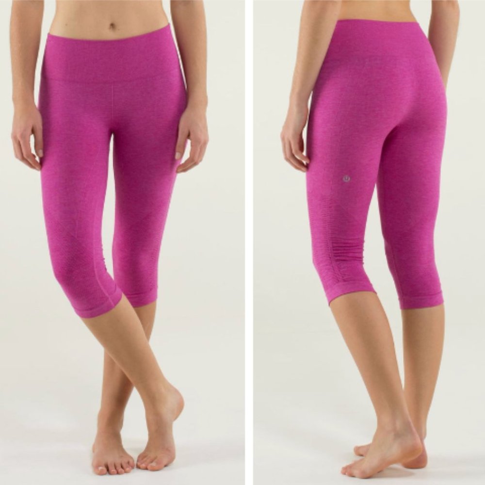 Lululemon In The Flow Crop II in Heathered Raspberry